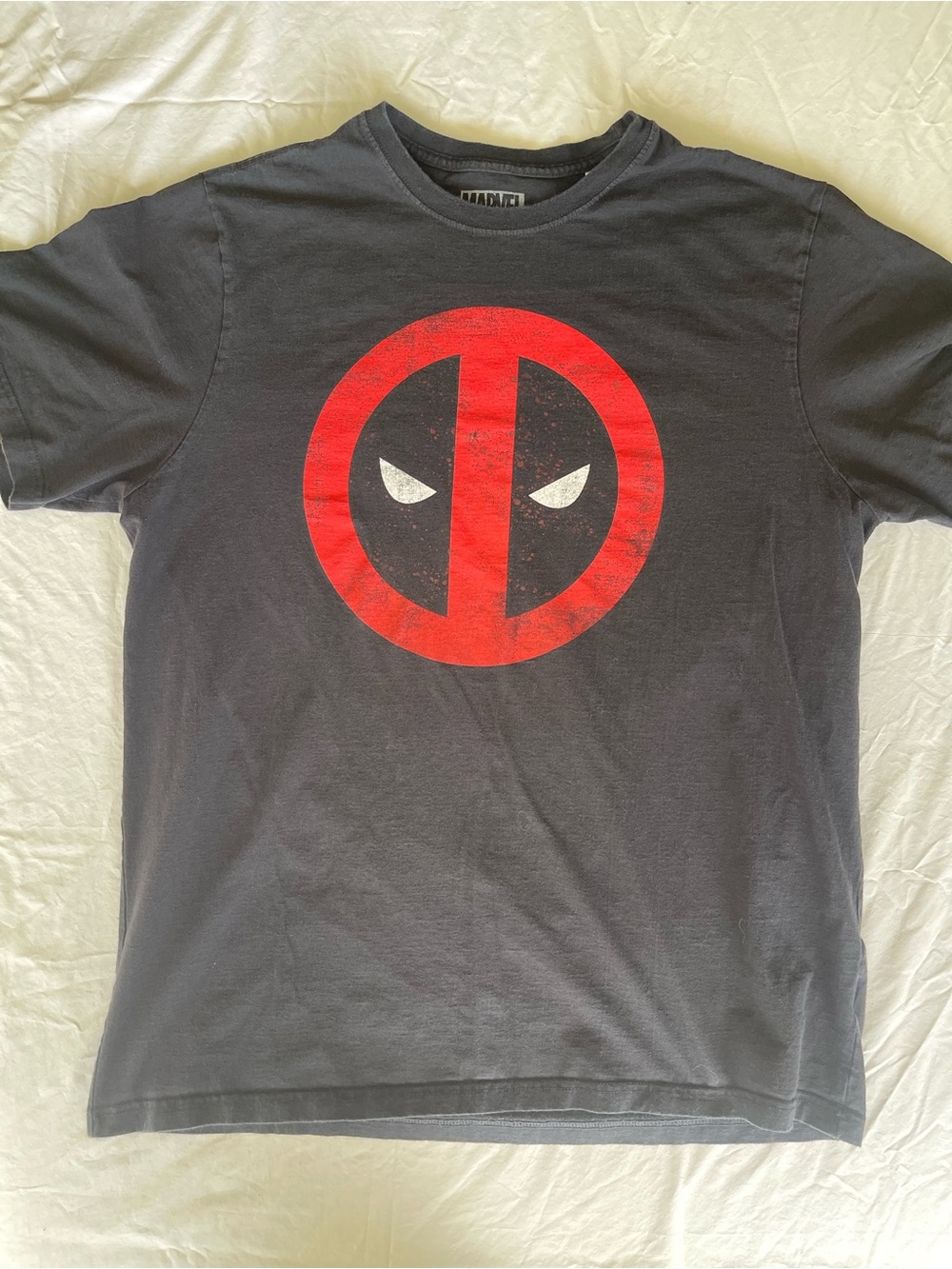 2XLT Marvel Black Short Sleeve Tee with Red Deadpool Emblem